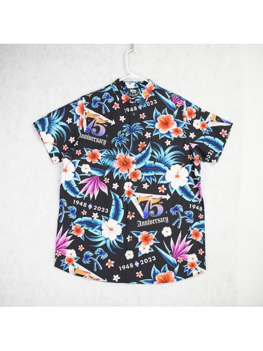 In-N-Out Burger 1948-2023 75th Anniversary Hawaiian Shirt Black Floral Mens L
